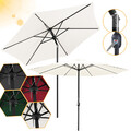 Ø2.7m Sonnenschirm Schirm UV40+ Gartenschirm LED Solar Terrasse UV-Schutz Balkon