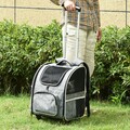 PawHut Hundetrolley Transporttasche Trolley 2-in-1 Haustierrucksack mit Tür Grau