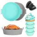 Silikonform für Heißluftfritteuse, 8 Stück Airfryer Silikonform Set, 20cm