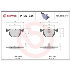 1x Bremsbelagsatz, Scheibenbremse BREMBO P 06 044 passend für BMW LAND ROVER