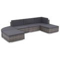  6-tlg. Garten-Lounge-Set mit Kissen Poly Rattan Grau Sofagarnitur Sofagarniture