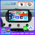 DAB+ 2G+64GB Android 14 Autoradio Für Fiat 500 2007-2015 GPS Navi CarPlay BT RDS