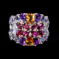 925 Sterlingsilber Ring Birne Citrin Amethyst Tansanit Edelstein Schmuck Größe 8
