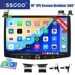 2+64G DAB+ Android 15 Carplay Autoradio GPS NAVI BT 1DIN 360° Drehbar Bildschirm