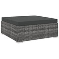 vidaXL Modular-Fußhocker 1 Stk. + Auflagen Poly Rattan Grau