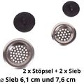 Abflusssieb mit Stöpsel Haarsieb Spülbecken Spülen Abflussstop Bad Sieb 4 tlg
