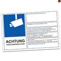 Achtung Videoüberwachung DSGVO BDSG Datenschutz Info Blau Video Überwachung A