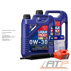2x 5 L = 10 LITER LIQUI MOLY SYNTHOIL LONGTIME PLUS 0W-30 MOTOR-ÖL MOTOREN-ÖL### INKL. ÖLWECHSEL-ANHÄNGER + EINFÜLLTRICHTER ###