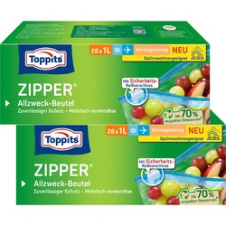 2 x TOPPITS Zipper Allzweckbeutel  XL Gefrierbeutel Reißverschluß Tüten 28x 1L
