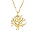 Lebensbaum Kette Baum des Lebens Halskette 925 Silber vergoldet Kristall