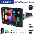 10.1" Android 14 Autoradio 1 DIN 64GB CarPlay GPS RDS BT 360° Drehbar Bildschirm