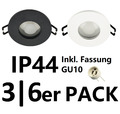 LED Einbaustrahler Rahmen GU10 Fassung 3/6 Pack Set IP44 Rund Einbauleuchte EDO