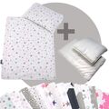 Bettwäsche-Set 4-tlg. für Kinderwagen Babybett Decke+Kissen+Füllung (STARS 3)