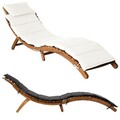 Sonnenliege mit Auflage Massivholz Akazie Deckchair Gartenliege Strandliege NEU