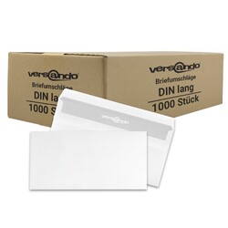 1000 Briefumschläge ohne Fenster DIN lang Briefhüllen DL weiß selbstklebend