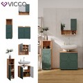 Badmöbel-Set Irma Eiche Grün 3-teilig Midischrank 95 cm Vicco