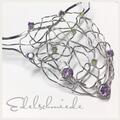 großes Collier 925 rhod. poliert mit Peridot + Amethyst - Unikatschmuck - 45 - 5