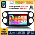 2+64G Android 14 Autoradio Carplay WiFi GPS Navi +Kam für VW Tiguan 5N Golf Plus