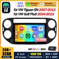 DAB+ 2+32G Android 14 Autoradio Carplay GPS Navi WiFi für VW Tiguan 5N 2007-2016