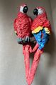 Papageien Paar Deko Tierfigur Vogel Ara Garten Figur Wandaufhängung