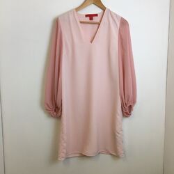 Hilfiger Collection V-Ausschnitt rot rosa Damenkleid Größe 4 UK Größe 14 Large B20