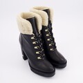 Love Moschino Trek Stiefeletten mit Absatz schwarz Leder Fell UK Größe 5