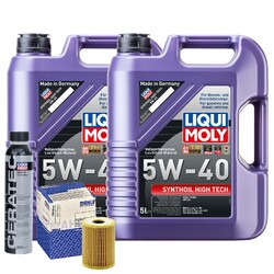 Motoröl 5W40 LIQUI MOLY Synthoil High Tech 10L+MAHLE Ölfilter +Cera Tec
