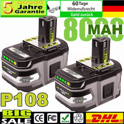 2X 18V 8,0Ah Akku für RYOBI One Plus Lithium HP RB18L50 P108 P107 P103 Batterie