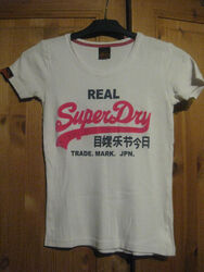 Super Dry Damen T-Shirt  Gr.S weiß Aufschrift getragen/gepflegt sportlich