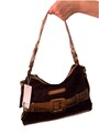 Pierre Cardin Neu Vintage  schöne Handtasche  aus Öko-Pelz und Öko-Leder  Braun
