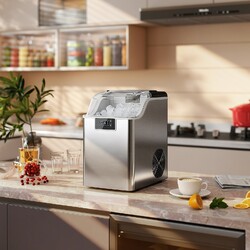 HOMCOM Eiswürfelmaschine, 2,1L Ice Maker Edelstahl 24 Eiswürfel in 6-15 Min.