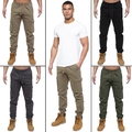 Herren Enzo Cargo Jeans Freizeit Jogginghose Gerader Bündchen Gummizug Hose Pants