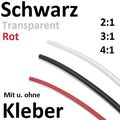 Schrumpfschlauch SCHWARZ / Transparent / Rot - 2:1 3:1 - mit / ohne Kleber 