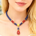 Bailysbeads® Saphir & Rubin Halskette mit Anhänger Damen Collier Geschenk NL044