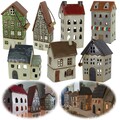 Teelichthaus Lichthaus 14-31cm Keramik Laterne Henkel Fachwerkhaus Lichterhaus
