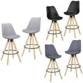 2er Set Barhocker Retro Design Stoff Holz mit Lehne Barstühle Tresenhocker Neu