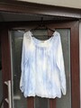 Bluse Made in Italy Seide Blau Gr M/L blau weiß Sommerbluse TuniKa 🩵