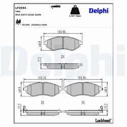 DELPHI Bremsbelagsatz, Scheibenbremse LP3594 für CHEVROLET