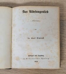 1859 Das Nibelungenlied Karl Simrock Antik Buch 