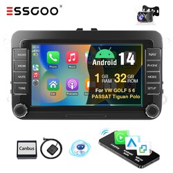 Carplay Autoradio RDS GPS Android 14 32G Kam Für VW Golf 5 Jetta Touran Polo 6R