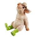 Deko Schwein Erich mit Hut und grünen Stiefel Schweine Figuren Garten Dekofigur