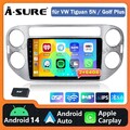 DAB+ 64G Android 14 Autoradio Carplay FM WiFi RDS GPS für VW Tiguan 5N Golf Plus