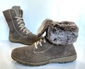 Damen Rieker Stiefeletten braun Wildleder Fleece gefüttert Umschlag Gr. UK 7 (EU41)