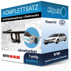 Für VW Golf VI Variant 09-14 AUTO HAK Anhängerkupplung abnehmbar + 7polig AHKAUTO HAK abnehmbar K 49A & TOWTEC fahrzeugspezifisch