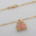 Kette mit Anhänger Teddy Rosa Herz 585er Gold 14 Karat Schmuck Mädchen Jungen