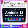 2+64G Für Citroen Berlingo 2 B9 2008-2019 CarPlay 9"Android13 Autoradio GPS Navi