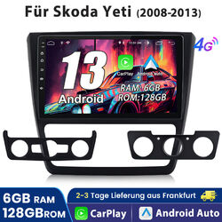 6+128G Carplay Android 13 Autoradio GPS Navi WIFI 4G DAB+ Für Skoda Yeti 08-2013