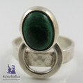 Vintage 925er Silber Ring mit Malachit, Gr.59 (12063EB)