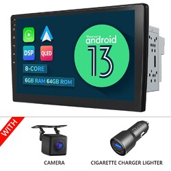 CAM+10.1" QLED Android Auto 13 8-Kern Autoradio 2DIN GPS Navi CarPlay DSP LTE 4G