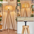 Schlaf Wohn Zimmer Raum Beleuchtung Holz beige Boho Style Steh Leuchte Lampe